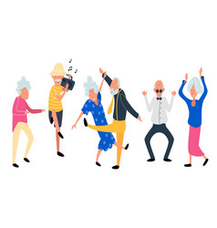 Dancing Old People Happy Aged Women And Men