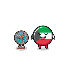 Cute Kuwait Flag Is Standing In Front Of The Fan