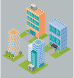 Four Isometric Buildings Scene