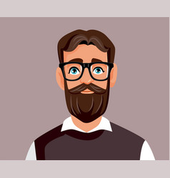 Bearded Man Wearing Glasses Character