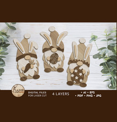 Easter Bunny Gnomes Set Decorative Laser Cut File