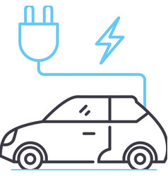 Electro Car Line Icon Outline Symbol