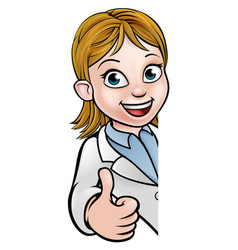 Scientist Cartoon Character Thumbs Up Sign