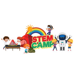 Stem Camp Logo With Education Objects Isolated