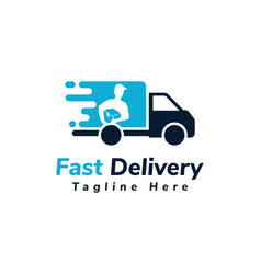 Van Car And Delivery Man Express Logo