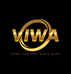 Viwa Monogram Initial Golden Logo Icon