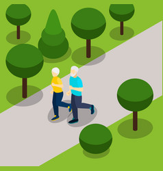 Active Retirement Lifestyle Isometric Banner