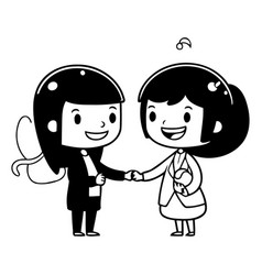 Businessman And Businesswoman Shaking Hands With