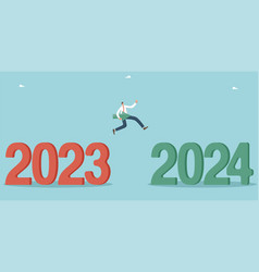 Man With Arrow Jumps From 2023 To 2024