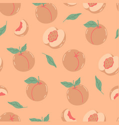 Seamless Pattern With Peaches And Leaves Peach