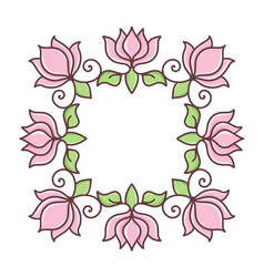 Frame In Eastern Tradition Pink Flower