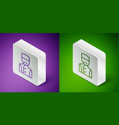 Isometric Line Concierge Icon Isolated On Purple