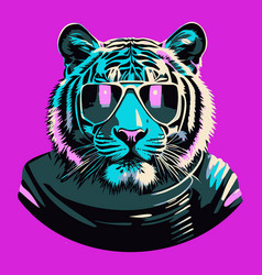 Tiger Neon Portrait In Cyberpunck And Pop Art