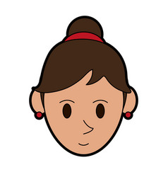 Happy Woman With Hair In High Bun Icon Image