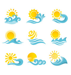 Waves Sun Icons Set