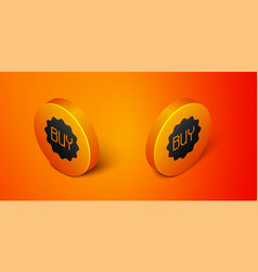 Isometric Buy Button Icon Isolated On Orange