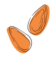 Almond Icon In Line Art Style With Brown Color