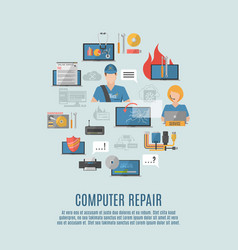 Computer Repair Flat Icons Composition Poster