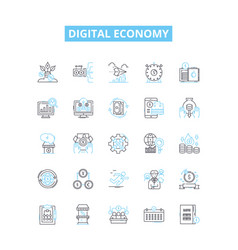 Digital Economy Line Icons Set Digital