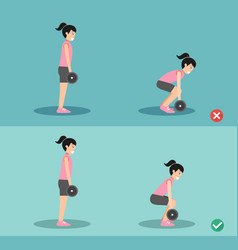 Woman Wrong And Right Deadlift Posture