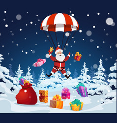 Santa With Jingle Bell Descends On A Parachute