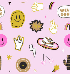 Seamless Funny Pattern With Emoji Patches Star