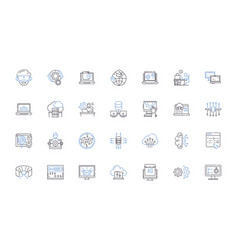 Digital Destination Line Icons Collection Online