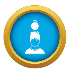 Man With Weight Over Head Icon Blue