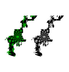 Tampa City - Map Is Designed Cannabis Leaf