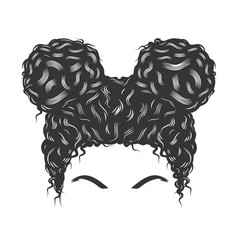 Daughter Face With Afro Messy Bun Vintage