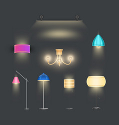 Realistic Lamps Set Home Floor And Wall 3d Light