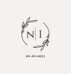 Letter Ni Wedding Monogram Logo Design