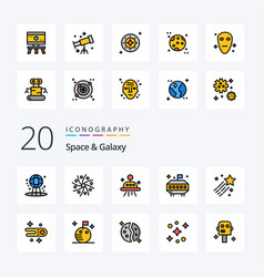 20 Space And Galaxy Line Filled Color Icon Pack