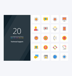 20 Technical Support Flat Color Icon