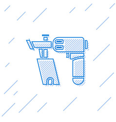 Blue Line Nail Gun Icon Isolated On White