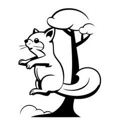 Cute Cartoon Squirrel Sitting On A Tree Isolated