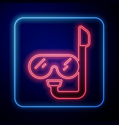 Glowing Neon Diving Mask And Snorkel Icon