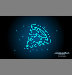 Glowing Pizza On Dark Blue Background