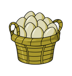 Large Brown Wicker Basket With Light Chicken Eggs