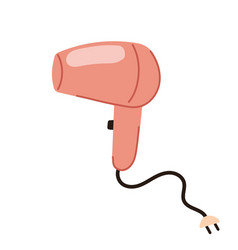 Pink Hair Dryer Icon In Flat Doodle Style