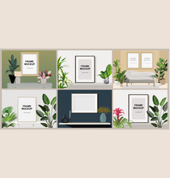 Set Of Realistic Frame Mockups In Interior