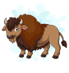 Cartoon Bison On White Background