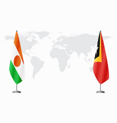 Niger And East Timor Flags For Official Meeting