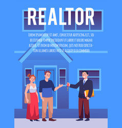 Poster Or Squared Banner About Realtor Work Flat