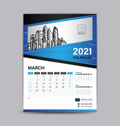 Wall Calendar 2021 Template March 2021 Design