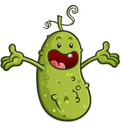 A Goofy Pickle Cartoon With Open Arms