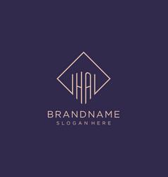 Initials Ha Logo Monogram With Rectangle Style