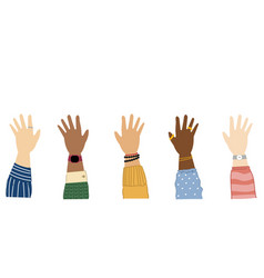 Raised Human Hands A Group Of Multiracial People