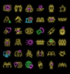 Friendship Icons Set Neon