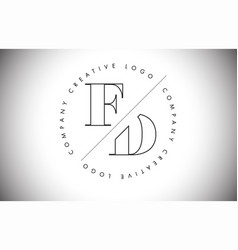 Outline Fd F D Letter Logo With Cut